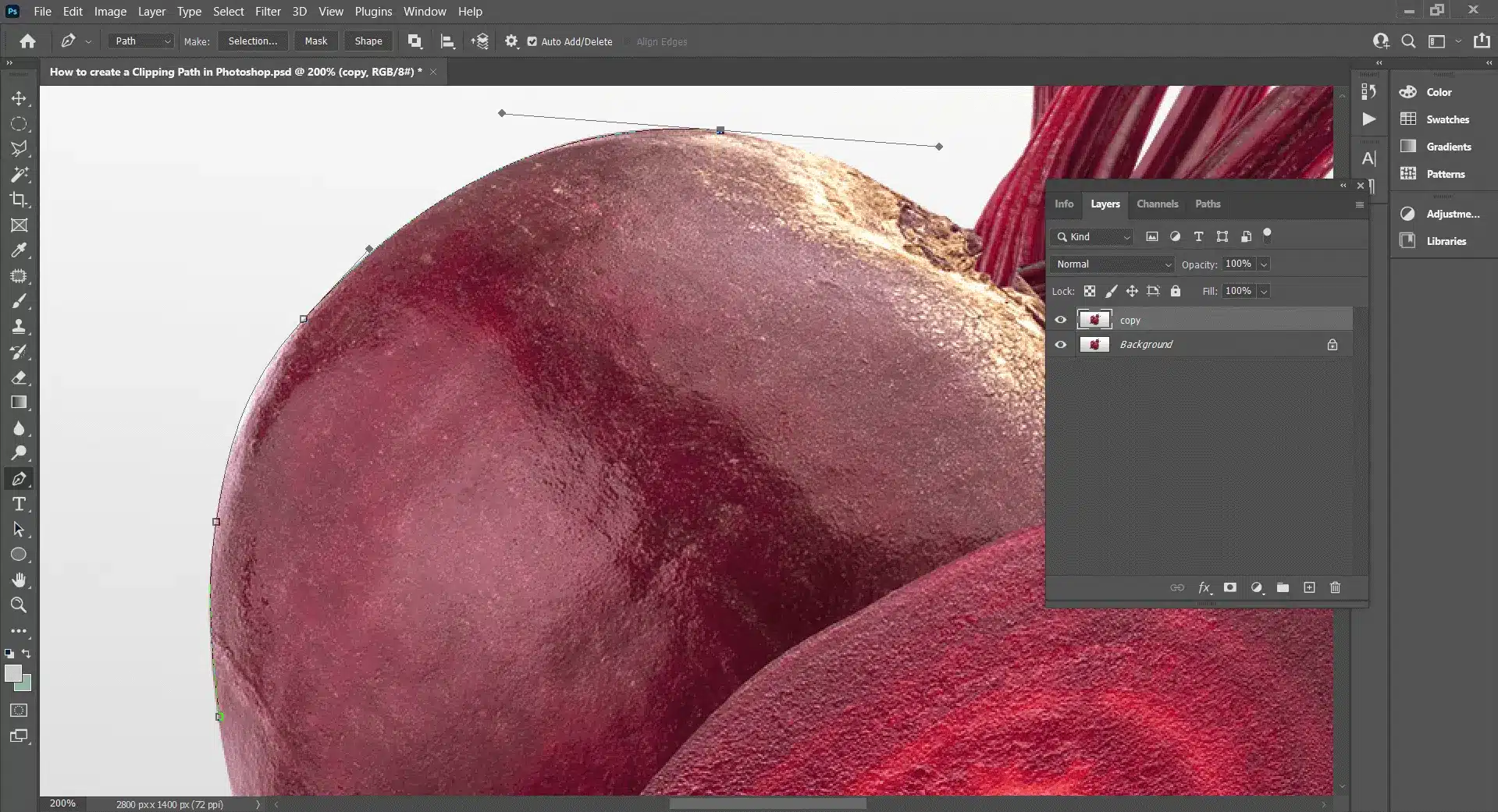 Create Anchor Points with Pen tool in Photoshop