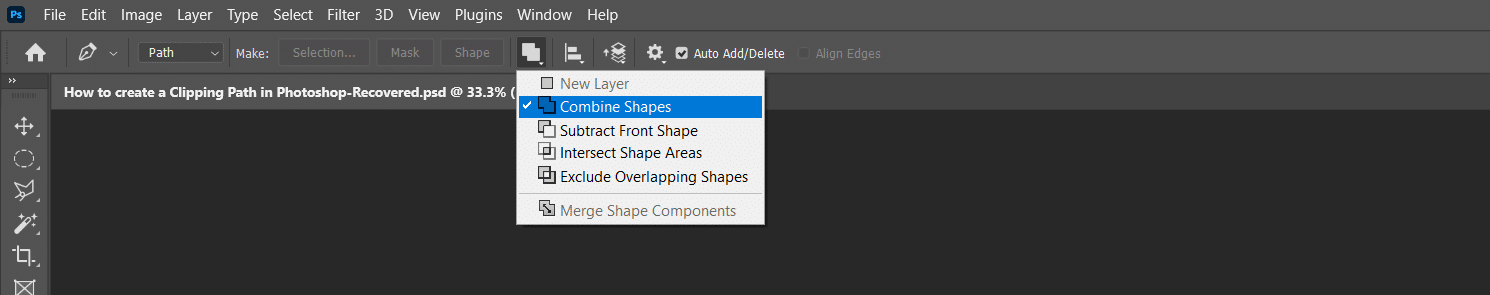 combine shapes in Photoshop