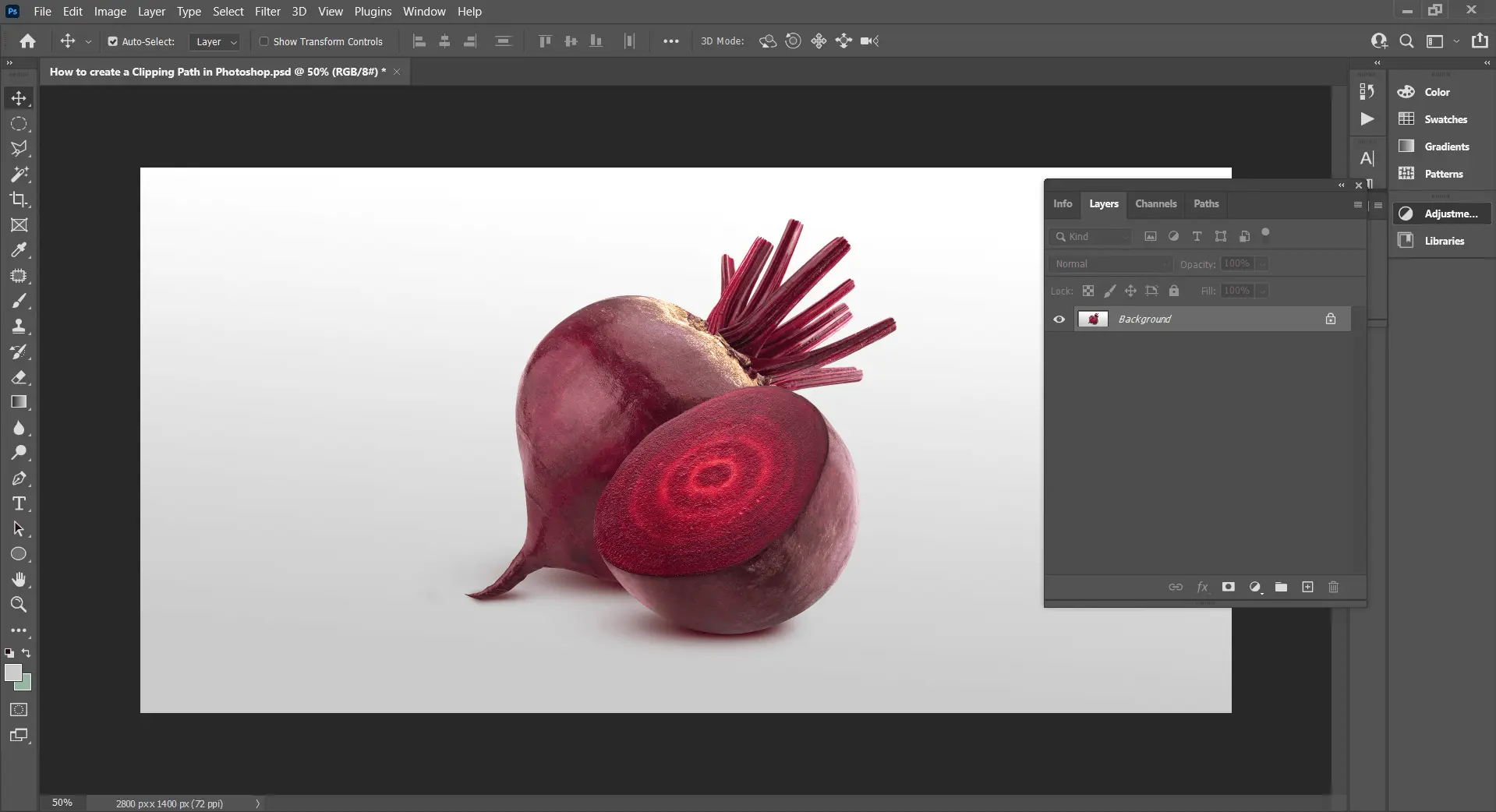 Launch Adobe Photoshop and load your picture.